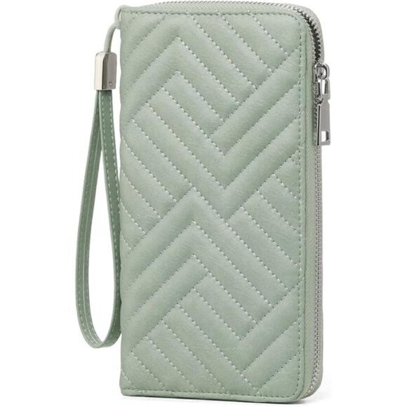 Womens Wallet Vegan Leather Large Capacity Green - Picture 1 of 6